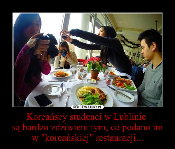 Koreańscy studenci w Lublinie są bardzo zdziwieni tym, co podano im w "koreańskiej" restauracji... –  