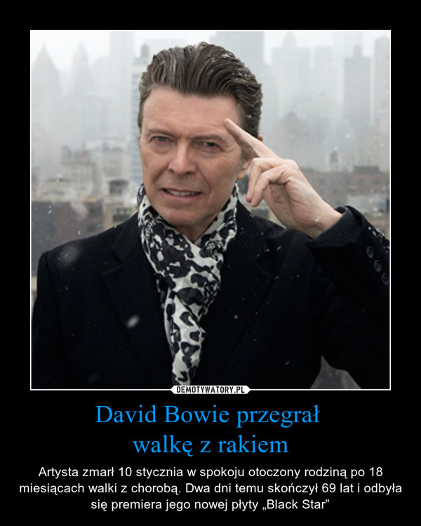 David Bowie przegrał 
walkę z rakiem