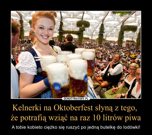 Kelnerki na Oktoberfest słyną z tego, 
że potrafią wziąć na raz 10 litrów piwa