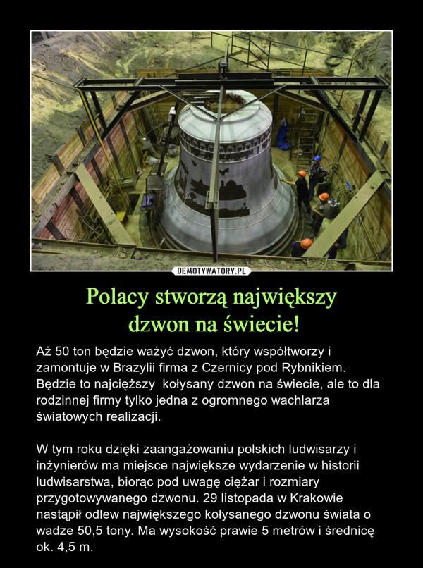 Polacy stworzą największy
 dzwon na świecie!