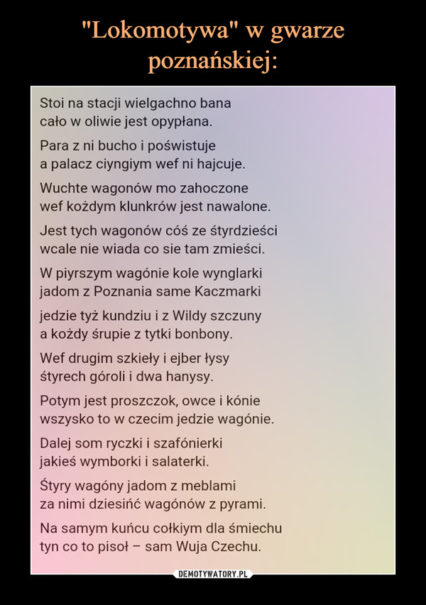 "Lokomotywa" w gwarze poznańskiej:
