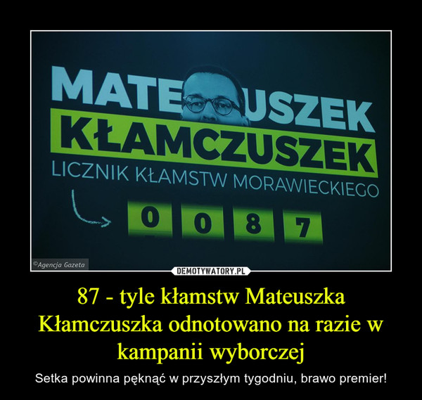 87 - tyle kłamstw Mateuszka Kłamczuszka odnotowano na razie w kampanii wyborczej