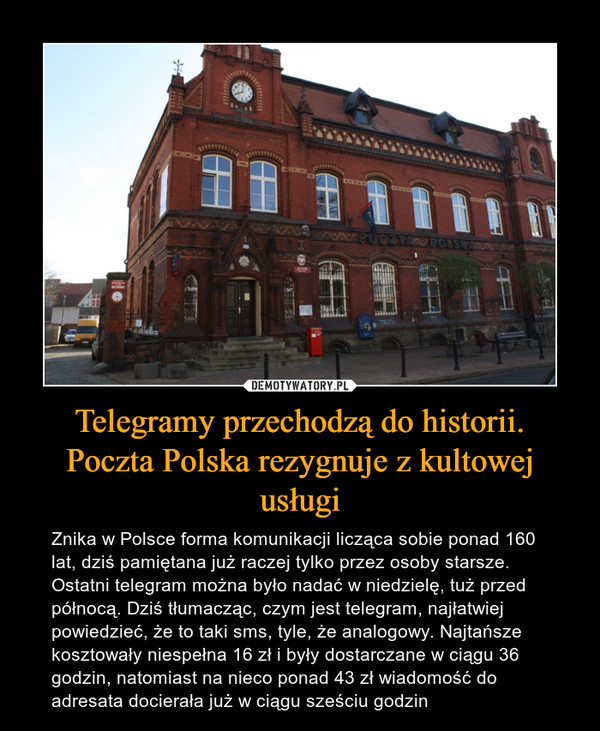 Telegramy przechodzą do historii.
Poczta Polska rezygnuje z kultowej usługi