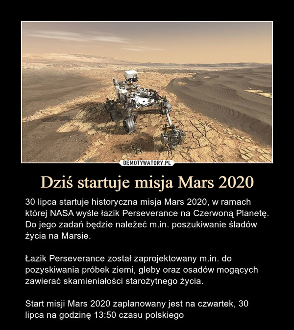 Dziś startuje misja Mars 2020