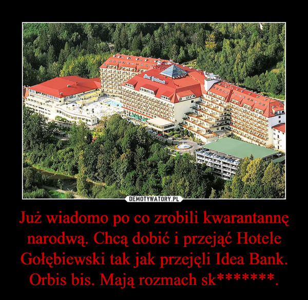 Już wiadomo po co zrobili kwarantannę narodwą. Chcą dobić i przejąć Hotele Gołębiewski tak jak przejęli Idea Bank. Orbis bis. Mają rozmach sk*******. –  