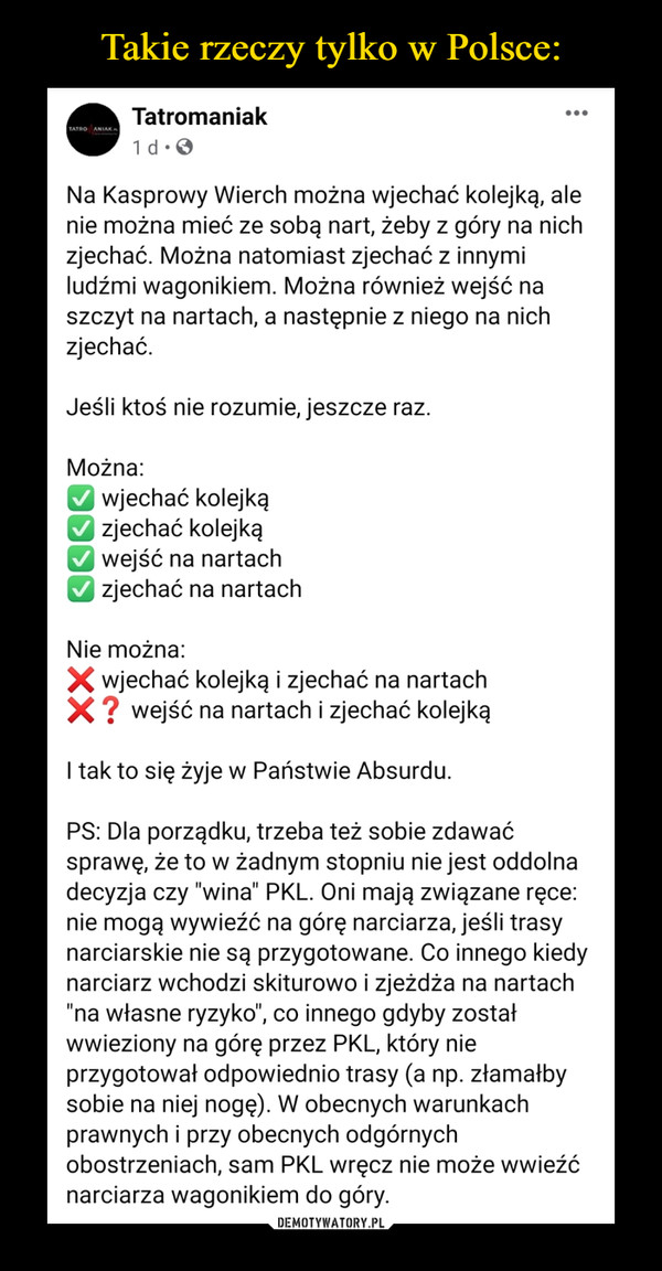 Takie rzeczy tylko w Polsce: