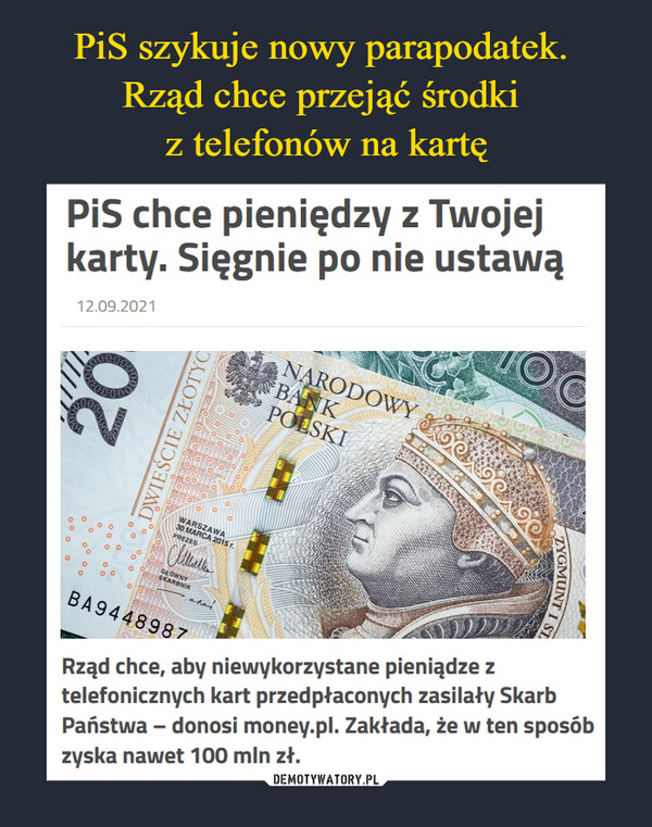 PiS szykuje nowy parapodatek. 
Rząd chce przejąć środki 
z telefonów na kartę