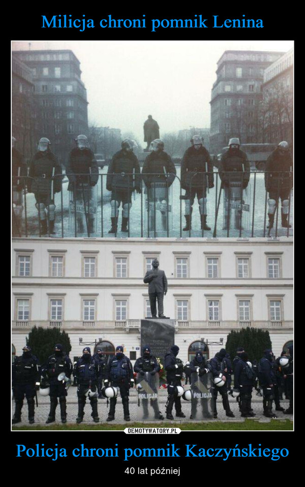Policja chroni pomnik Kaczyńskiego – 40 lat później 