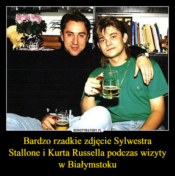 Bardzo rzadkie zdjęcie Sylwestra Stallone i Kurta Russella podczas wizyty w Białymstoku –  