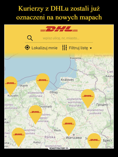 Kurierzy z DHLu zostali już oznaczeni na nowych mapach