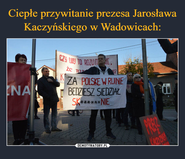 Ciepłe przywitanie prezesa Jarosława Kaczyńskiego w Wadowicach: