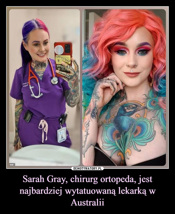 Sarah Gray, chirurg ortopeda, jest najbardziej wytatuowaną lekarką w Australii