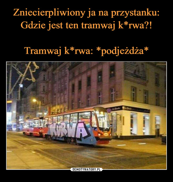  –  Me: Where's that kurwa tram?Kurwa tram: *arrives*KRVA