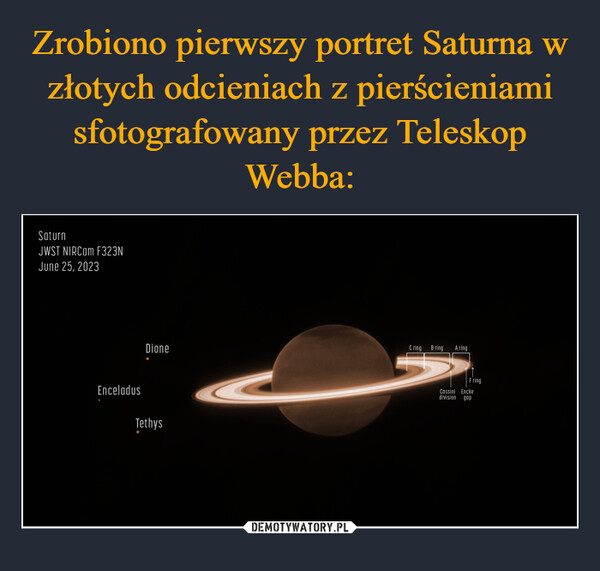Zrobiono pierwszy portret Saturna w złotych odcieniach z pierścieniami sfotografowany przez Teleskop Webba: