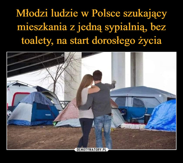 Młodzi ludzie w Polsce szukający mieszkania z jedną sypialnią, bez toalety, na start dorosłego życia