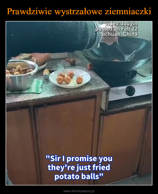  –  video:douyinposted on Feb 22Sichuan, China"Sir I promise youthey're just friedpotato balls"#RealChina